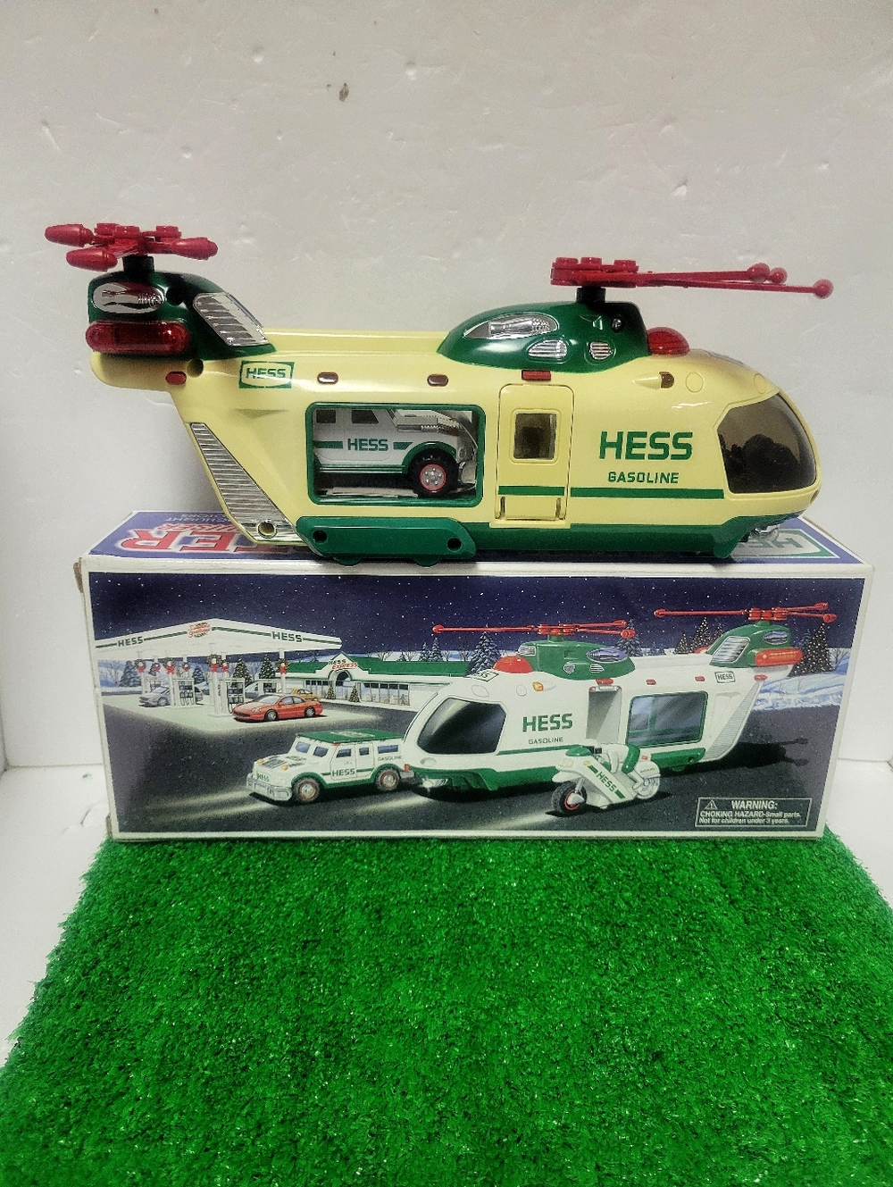 2001 Hess Truck Helicopter Motorcycle and Cruiser  Gas Oil Rotary Wing Aircraft